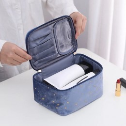 Косметичка в дорогу, вельветовий органайзер для подорожей Velvet, голубой