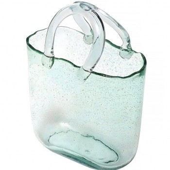 Стеклянная ваза для цветов в форме Сумки 20x11x26 см Bubble Bag, Зелёная