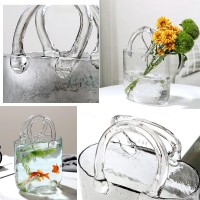 Стеклянная ваза для цветов в форме Сумки 20x11x26 см Bubble Bag, Прозрачная