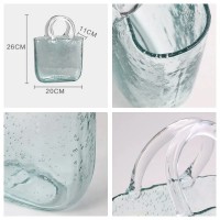 Скляна ваза для квітів у формі Сумки 20x11x26 см Bubble Bag, Голуба