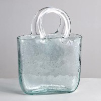 Скляна ваза для квітів у формі Сумки 20x11x26 см Bubble Bag, Голуба