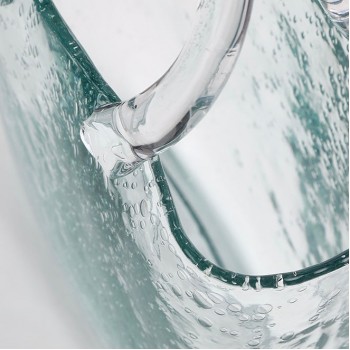 Стеклянная ваза для цветов в форме Сумки 20x11x26 см Bubble Bag, Голубая