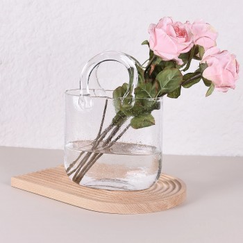 Стеклянная ваза для цветов в форме Сумки 20x11x26 см Bubble Bag, Прозрачная