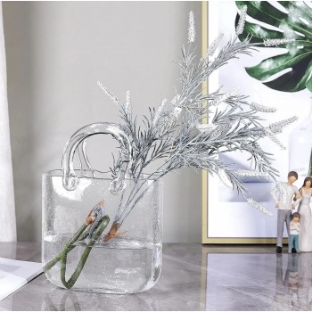 Стеклянная ваза для цветов в форме Сумки 20x11x26 см Bubble Bag, Прозрачная