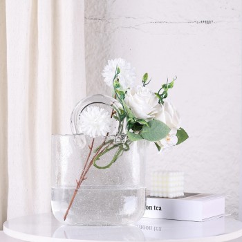 Стеклянная ваза для цветов в форме Сумки 20x11x26 см Bubble Bag, Прозрачная