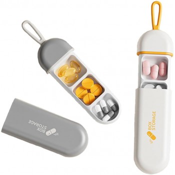 Мини карманная таблетница, органайзер на 3 ячейки Storage, серый