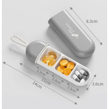 Мини карманная таблетница, органайзер на 3 ячейки Storage, бело-оранжевый