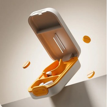 Делитель для таблеток, карманная таблетница на одну ячейку Easy Cutter, белая