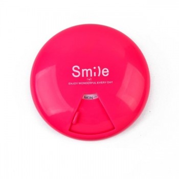 Круглая карманная таблетница на 7 дней Smile Box, розовая