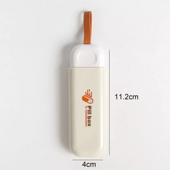 Карманная таблетница, мини органайзер на 3 ячейки Medicine, бежевый