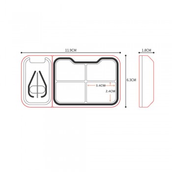 Плоская таблетница 2в1 с разделителем, органайзер для таблеток на 4 секции WoW, голубой
