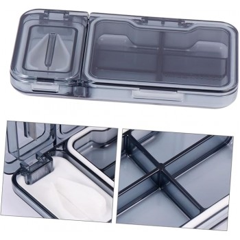 Плоская таблетница 2в1 с разделителем, органайзер для таблеток на 4 секции WoW, черный