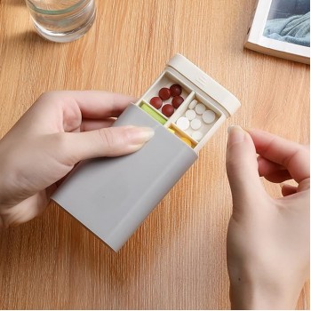 Плоская карманная таблетница на 6 отделений Slider, серый