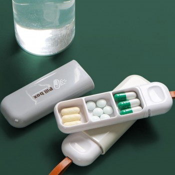 Карманная таблетница, мини органайзер на 3 ячейки Medicine, бежевый