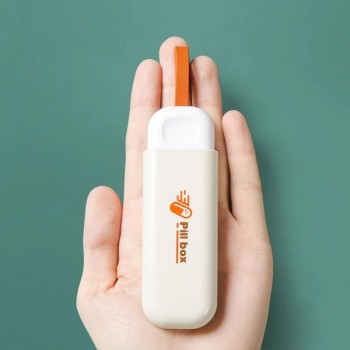 Карманная таблетница, мини органайзер на 3 ячейки Medicine, бежевый