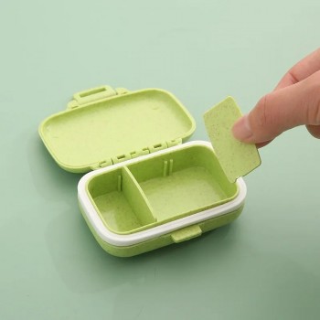 Карманная таблетница из ЭКО пластика на 3 отделения, зеленая