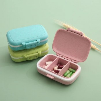 Карманная таблетница из ЭКО пластика на 3 отделения, зеленая