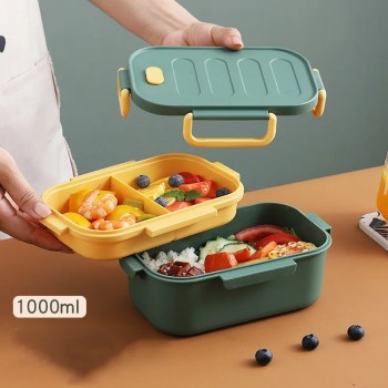 Двохярусний ланч бокс  на 1000 мл для дітей і дорослих Grill, білий