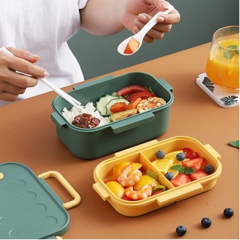 Двухъярусный ланч бокс на 1000 мл для детей и взрослых Grill, зеленый