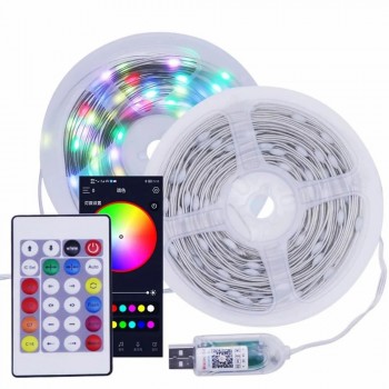 Светодиодная LED гирлянда на 10 метров, музыкальная RGB лента с Bluetooth микрофон пульт от USB