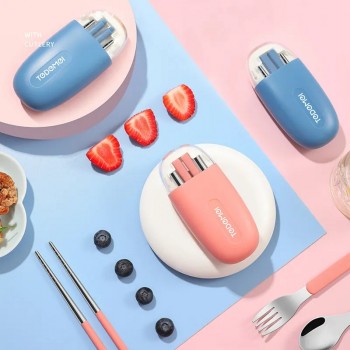 Компактний набір столових приборів у футлярі 3 предмети Tedemei, рожевий