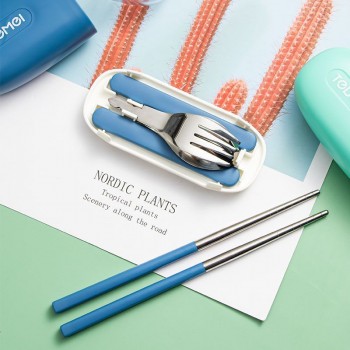 Компактний набір столових приборів у футлярі 3 предмети Tedemei, синій