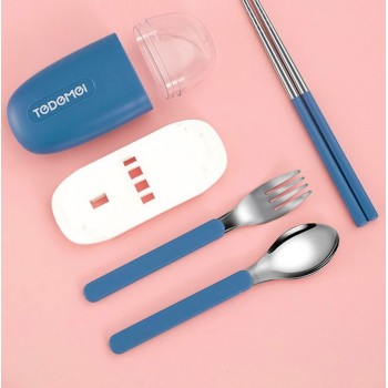 Компактний набір столових приборів у футлярі 3 предмети Tedemei, синій