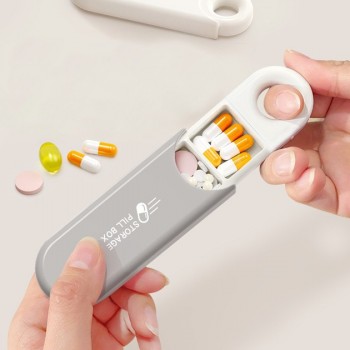 Таблетница карманная с 3 отделениями, дорожный органайзер для лекарств Hold, серый