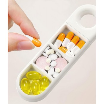 Таблетница карманная с 3 отделениями, дорожный органайзер для лекарств Hold, белый