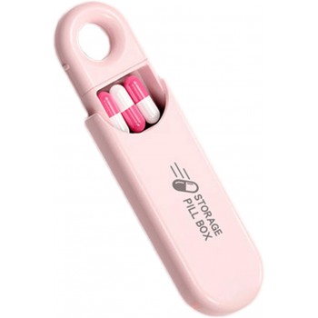 Таблетница карманная с 3 отделениями, дорожный органайзер для лекарств Hold, розовая