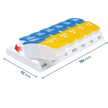 Таблетница на 7 дней AM/PM 14 ячеек, съемные ячейки, UA Flag - 18×9.2×3.2 см