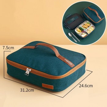 Плоска термосумка Hello XL для широких ланчбоксів – 31×24.5×7.5 см, 5 л, зелена