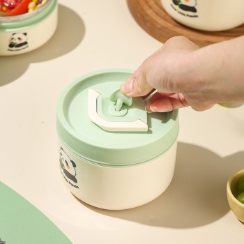 Набір з 2 овальних ланч-боксів 420 мл і 620 мл з термосумкою Panda, герметичні контейнери з нержавіючої сталі 304