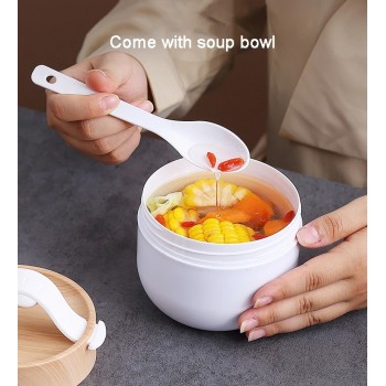 Набір ланчбокс 2-ярусний з супницею та термосумкою, 1400+600 мл, з ложками та виделкою, Bento Box, білий