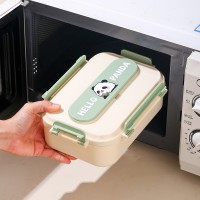 Пластиковий ланчбокс для школи 850 мл Panda з термосумкою, металевими паличками і ложкою