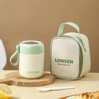 Ланч-набор 3-в-1 Lomsen 450 мл - термо ланчбокс-супница с ложкой и сумкой, зеленый