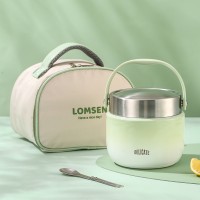 Вакуумный металлический термос для еды 1.5 л Delicate с термосумкой и ложкой - сохраняет тепло до 8 часов