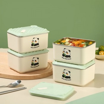 Набір з 4 ланчбоксів по 850 мл з термосумкою Panda, герметичні контейнери з нержавіючої сталі 304 для школи, офісу, пікніка