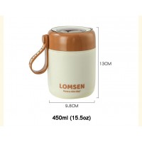Ланч-набор 3-в-1 Lomsen 450 мл - термо ланчбокс-супница с ложкой и сумкой, зеленый