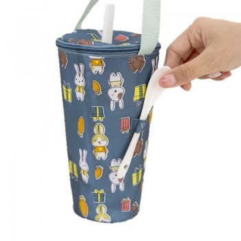 Термосумка для напоїв та keep cup стаканів, ланч-бег із отвором для трубочки, 21 см, Miffy синя 