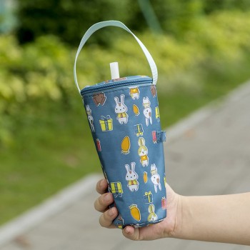 Термосумка для напоїв та keep cup стаканів, ланч-бег із отвором для трубочки, 21 см, Miffy синя 