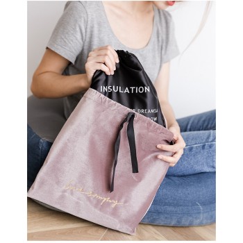 Подвійна термосумка для їжі ланч бег Velvet пудрова