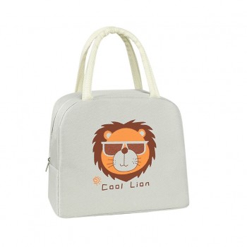 Сумка для ланча, ланч бэг на молнии Cool Lion, бежевая