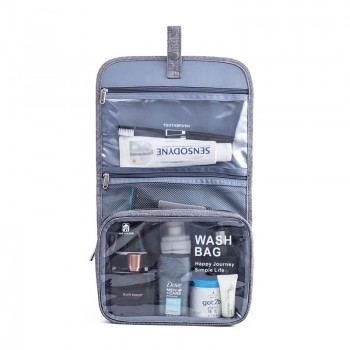 Косметичка для подорожей прозора всередині Design Сіра Косметичка для подорожей прозора всередині
