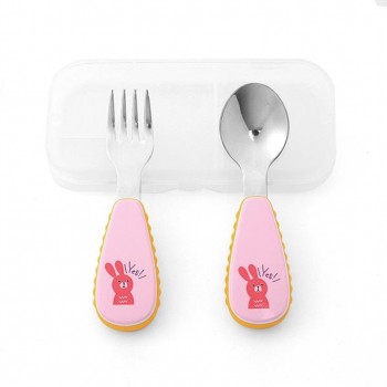 Дитячий набір столових приборів у футлярі Good, ложка та вилка з нержавіючої сталі, з 12 місяців, рожевий