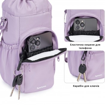 Термосумка-чехол для бутылки 590-1180 мл с термоизоляцией, регулируемым плечевым ремнем и карманами, фиолетовая