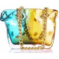 Скляна ваза Luxora Bag у формі сумки з ручкою-ланцюжком для квітів і декору, 22×9×14 см