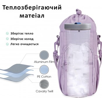 Термосумка-чехол для бутылки 590-1180 мл с термоизоляцией, регулируемым плечевым ремнем и карманами, фиолетовая