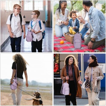 Термосумка-чехол для бутылки 590-1180 мл с термоизоляцией, регулируемым плечевым ремнем и карманами, фиолетовая