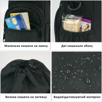 Термосумка-чохол для пляшки 590-1180 мл з термоізоляцією, регульованим плечовим ременем та кишенями, чорна